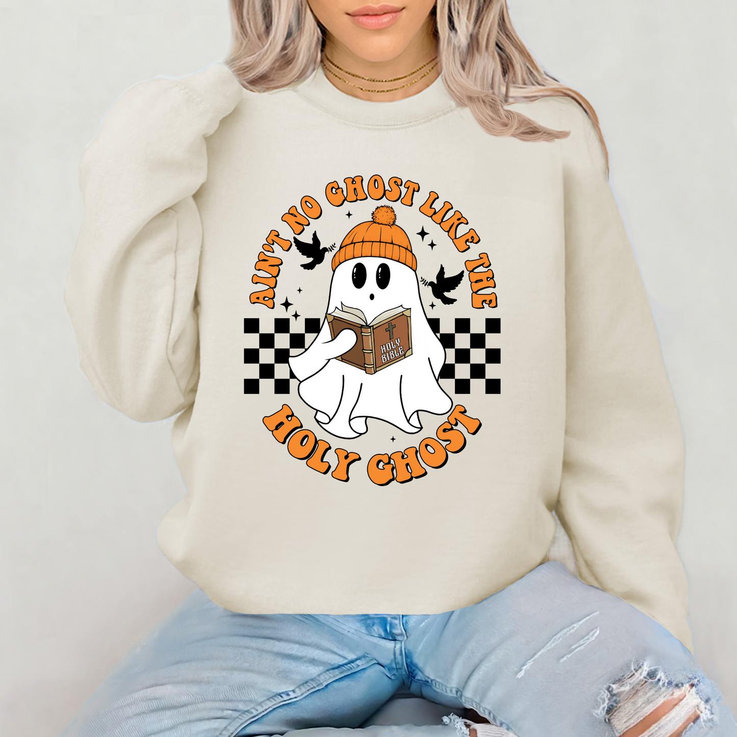 “Ain’t No Ghost Like the Holy Ghost” Faith Sweatshirt – Cozy Fall Christian Pullover