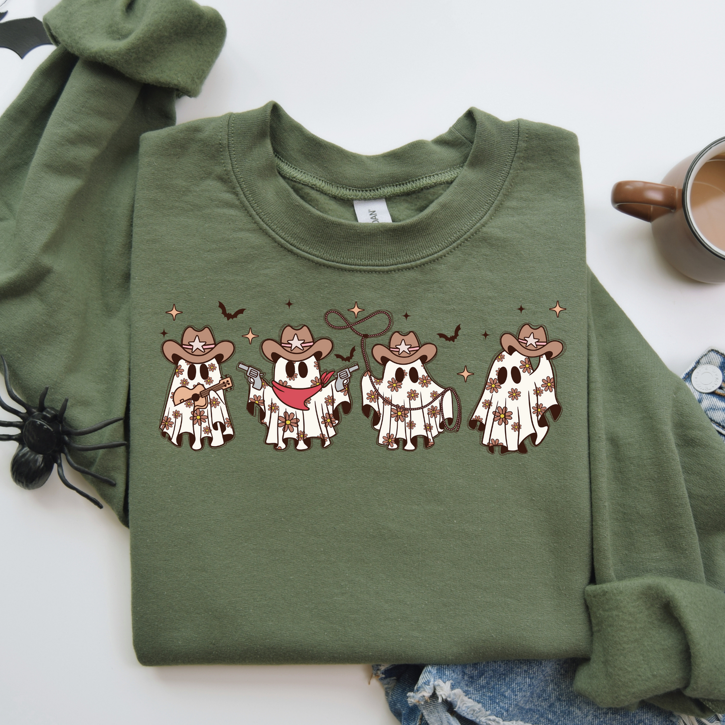 Holy Ghost Cowboy Crewneck – Western Fall Faith Sweatshirt