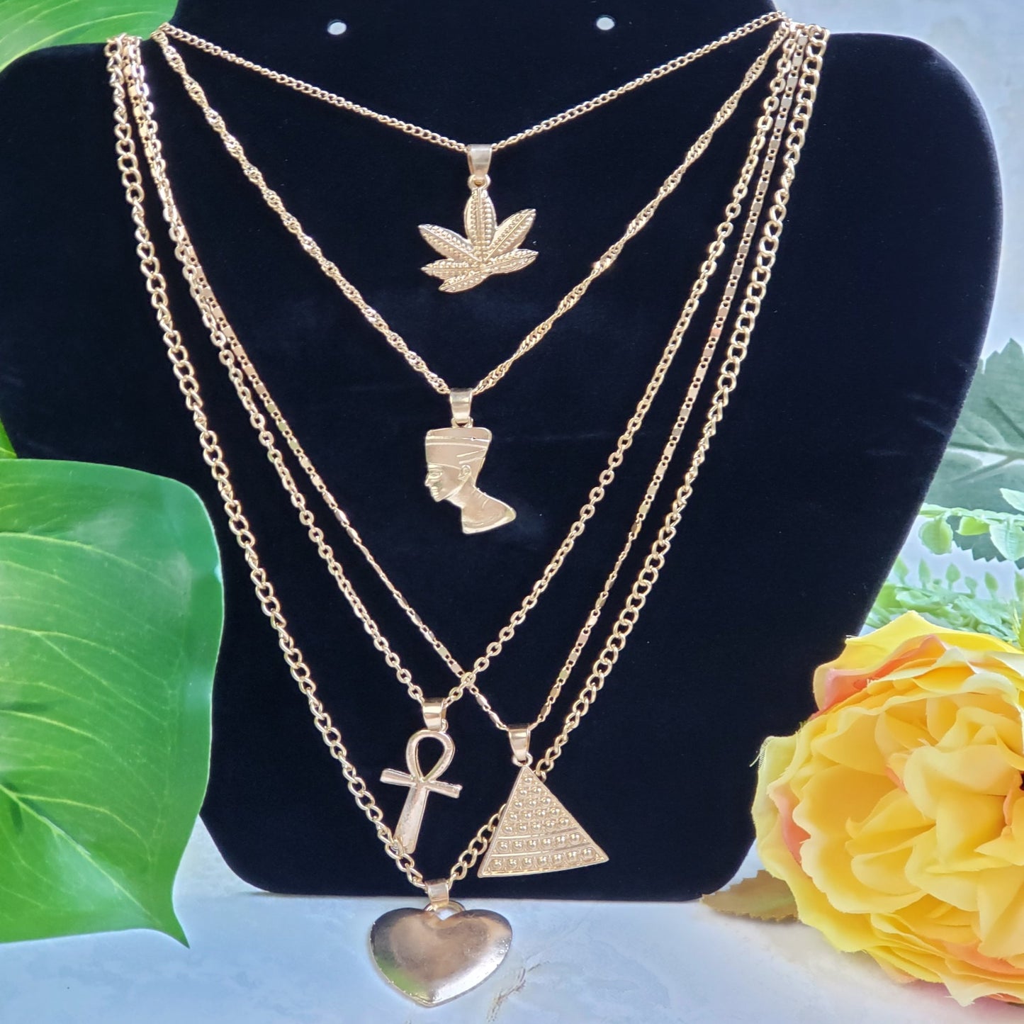 Egyptian Multi-layered Gold Necklace