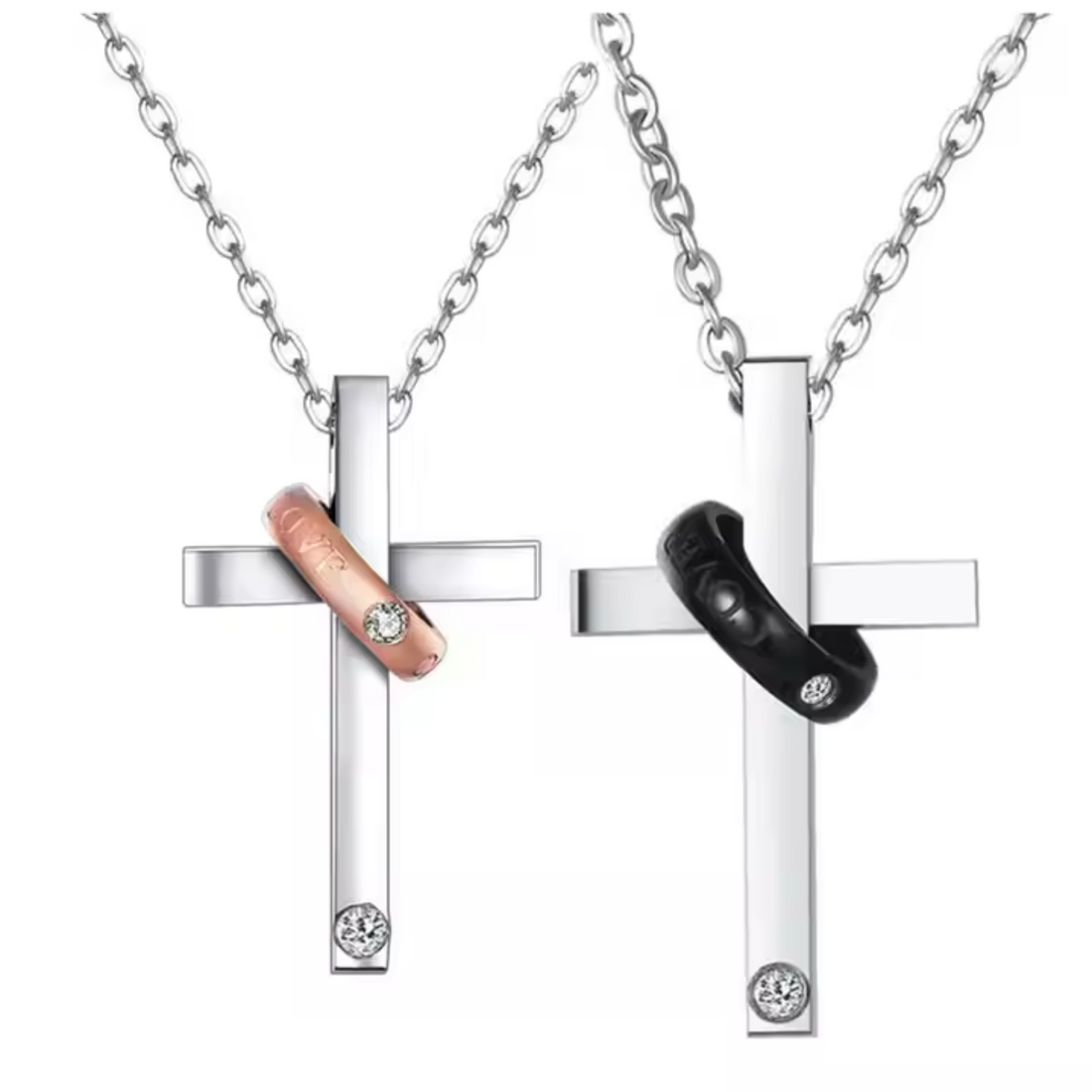 Embrace of Love Cross Necklace in gold and black from Lavado7