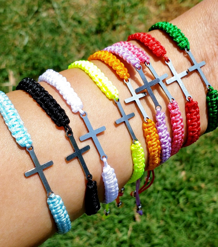 cross bracelets rainbow color