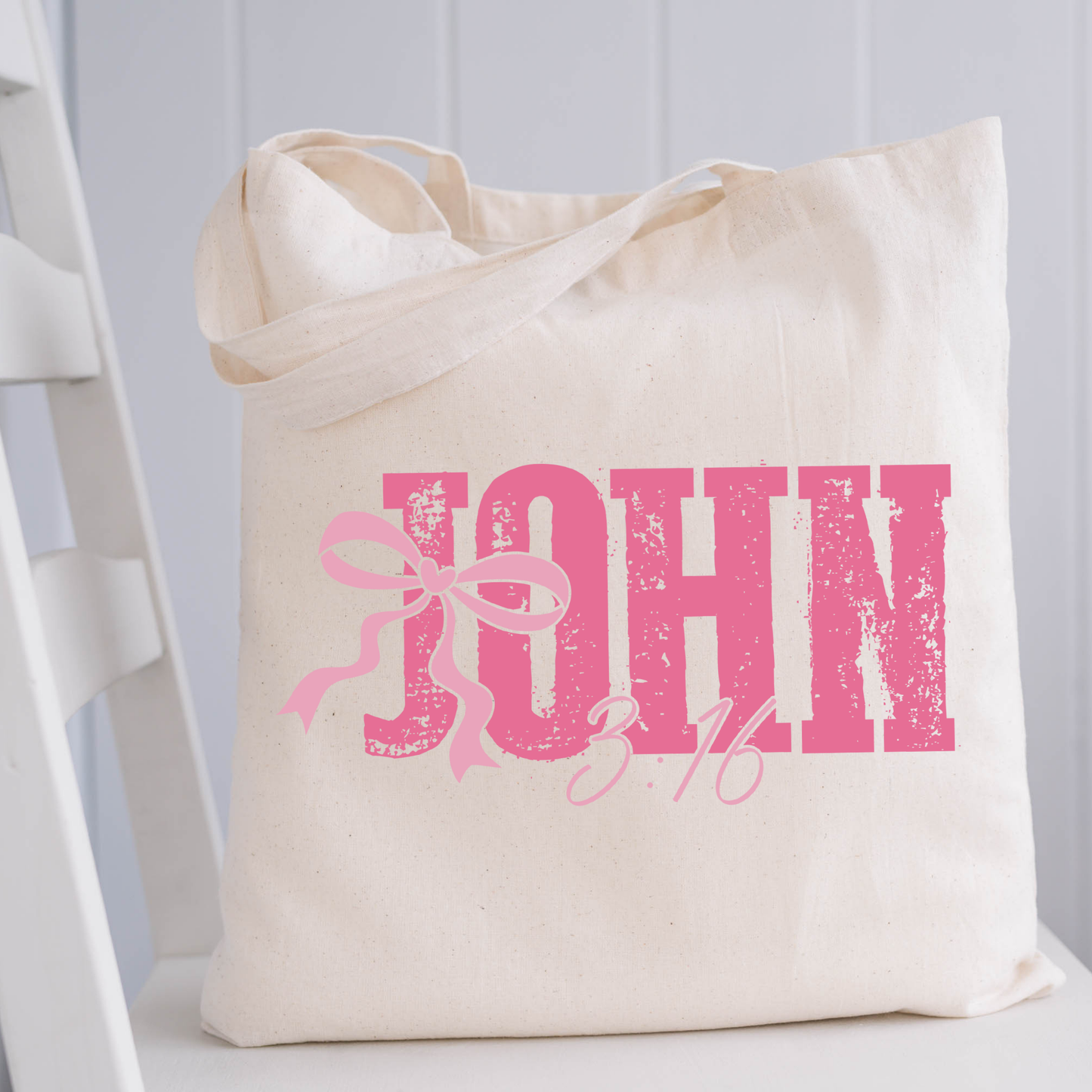 John 3:16 Coquette Aesthetic Canvas Tote Bag