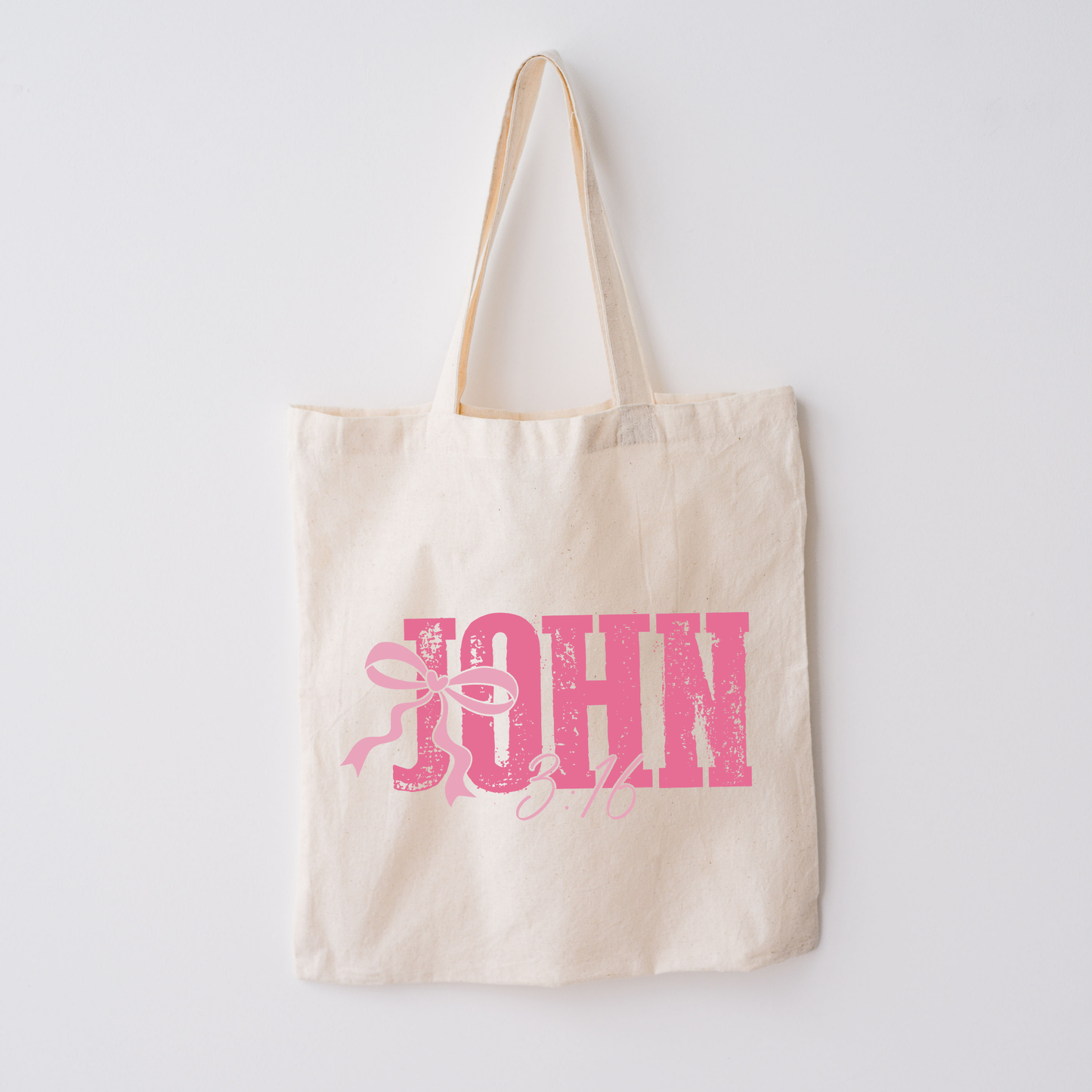 John 3:16 Coquette Aesthetic Canvas Tote Bag