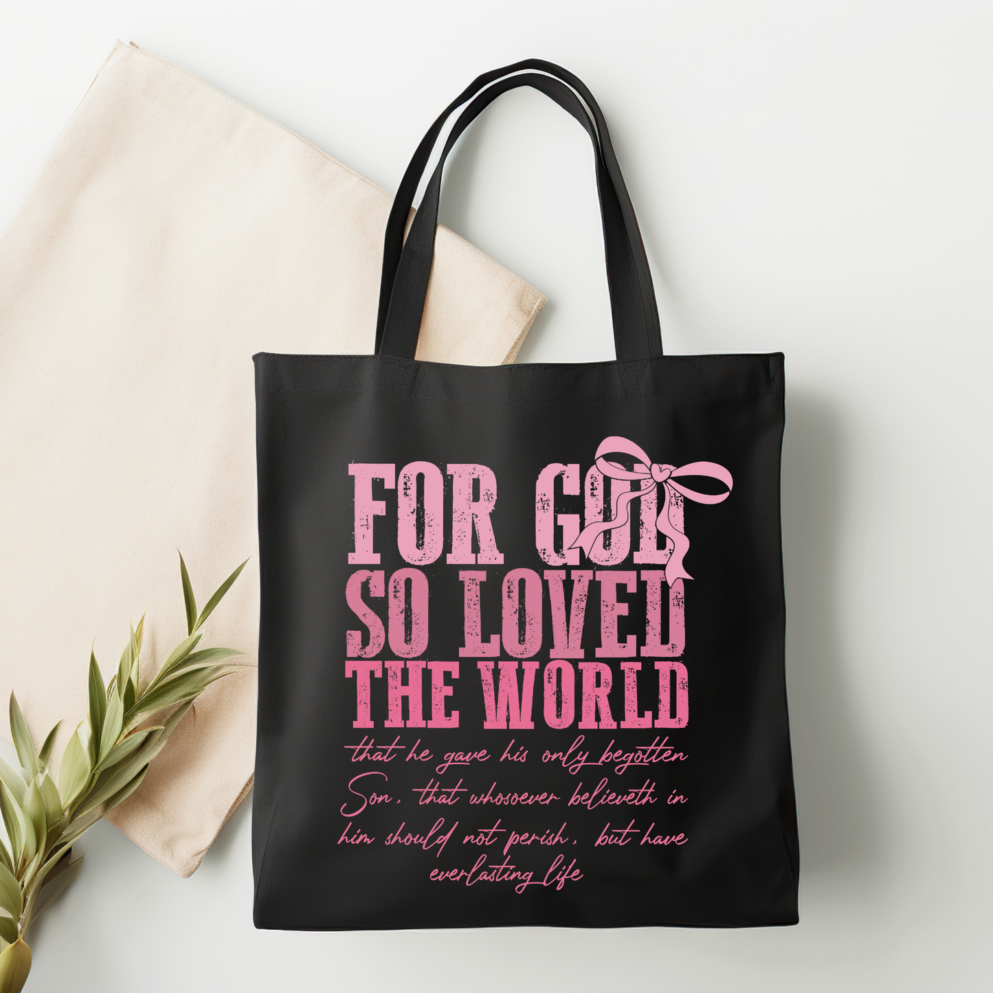 John 3:16 Pink Bow Tote Bag
