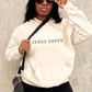 tan hoodie Jesus saves