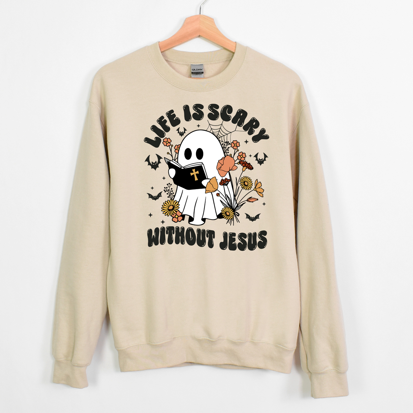 "Life Is Scary Without Jesus" Christian Halloween Sweatshirt