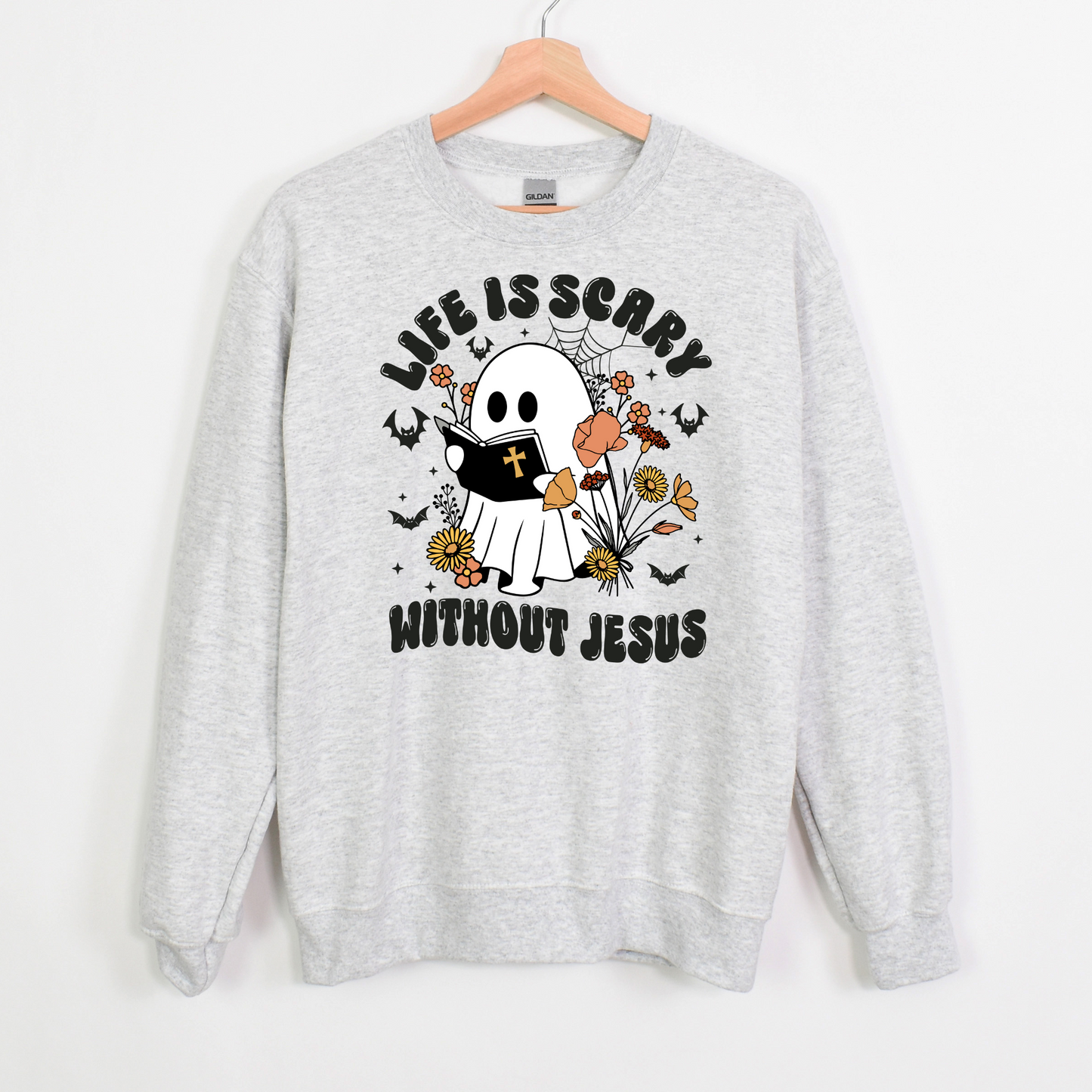 "Life Is Scary Without Jesus" Christian Halloween Sweatshirt