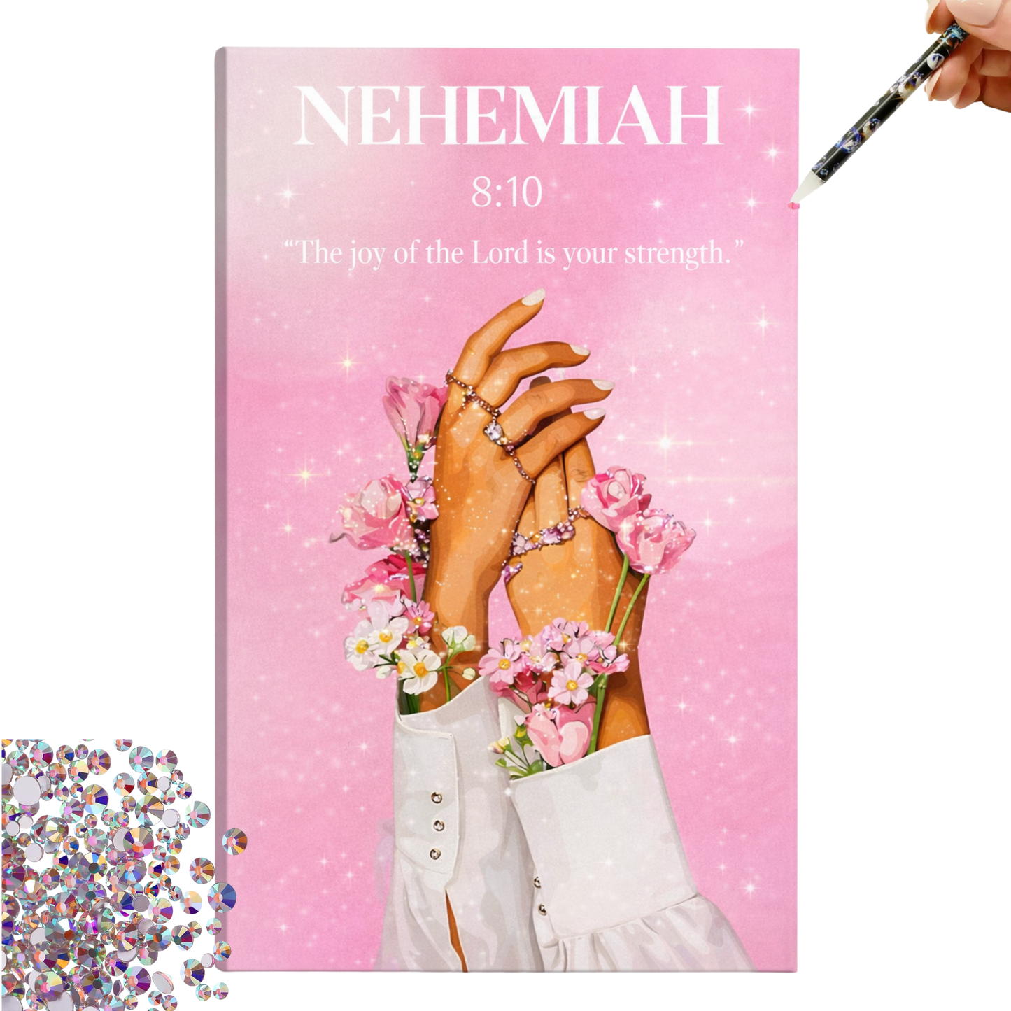 Galentine’s Day D.I.Y. Christian Bedazzle Kit – Nehemiah 8:10