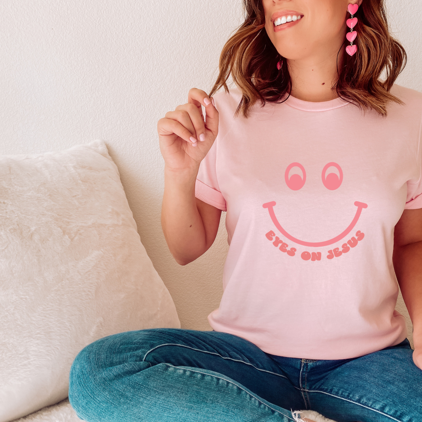 Eyes on Jesus Retro Smiley Face Graphic Tee