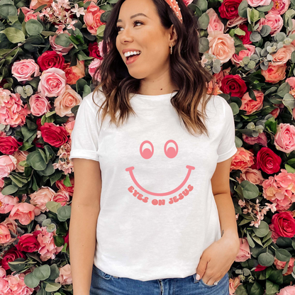 Eyes on Jesus Retro Smiley Face Graphic Tee